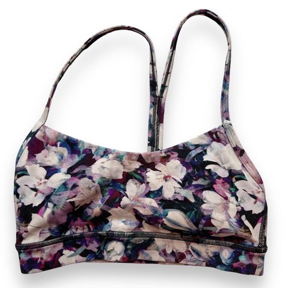 Lululemon Flow Y Bra Nulu Light Support, A–C Cups Floral Sz 2 Yoga‎ Gym Training - Picture 1 of 7